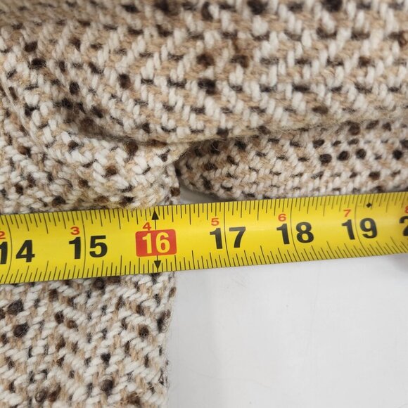 Vintage Handmade Double Breasted Speckled Herringbone Beige Peacoat Small - Picture 6 of 13